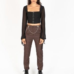 HONEYPUNCH HOOK & EYE LONG SLEEVE CROP TOP